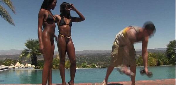  Tight ass ebony babes swapping some cum